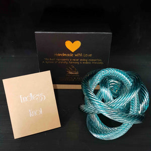 ENDLESS KNOT - TEAL BLUE TWIST 12cm - GIFT BOXED - Jamjo Online