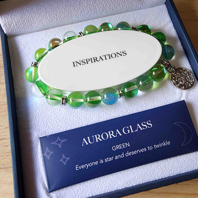 GREEN AURORA GLASS - TREE OF LIFE CHARM BRACELET - Jamjo Online