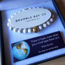 Load image into Gallery viewer, PLANET EARTH MATTE WHITE HOWLITE BRACELET - GOLD STAINLESS STEEL CHARM(8MM BEAD) - Jamjo Online