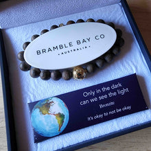 Load image into Gallery viewer, PLANET EARTH MATTE BRONZITE BRACELET - GOLD STAINLESS STEEL CHARM(8MM BEAD) - Jamjo Online