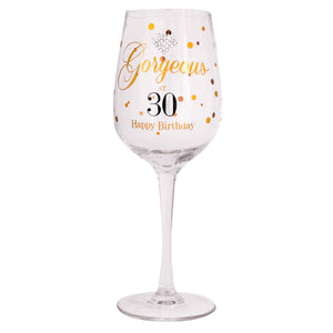 MAD DOTS - GORGEOUS AT 30 WINE GLASS - Jamjo Online