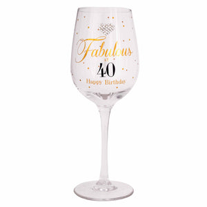 MAD DOTS FABULOUS AT 40 WINE GLASS - Jamjo Online