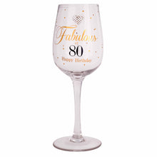 Load image into Gallery viewer, MAD DOTS - FABULOUS AT 80 WINE GLASS - Jamjo Online