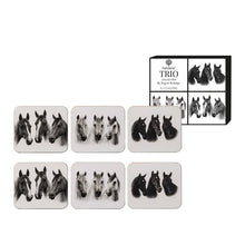 Load image into Gallery viewer, TRIO OF CHESTNUT, GREY AND BLACK HORSES COASTERS - Jamjo Online