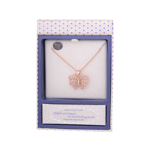 EQUILIBRIUM ROSE GOLD SPARKLE BUTTERFLY NECKLACE - Jamjo Online