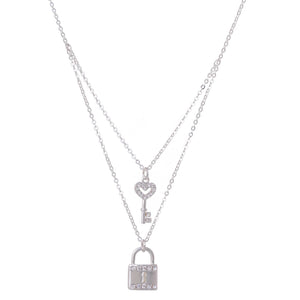 EQUILIBRIUM LOVE LOCK DOUBLE NECKLACE - SILVER - Jamjo Online