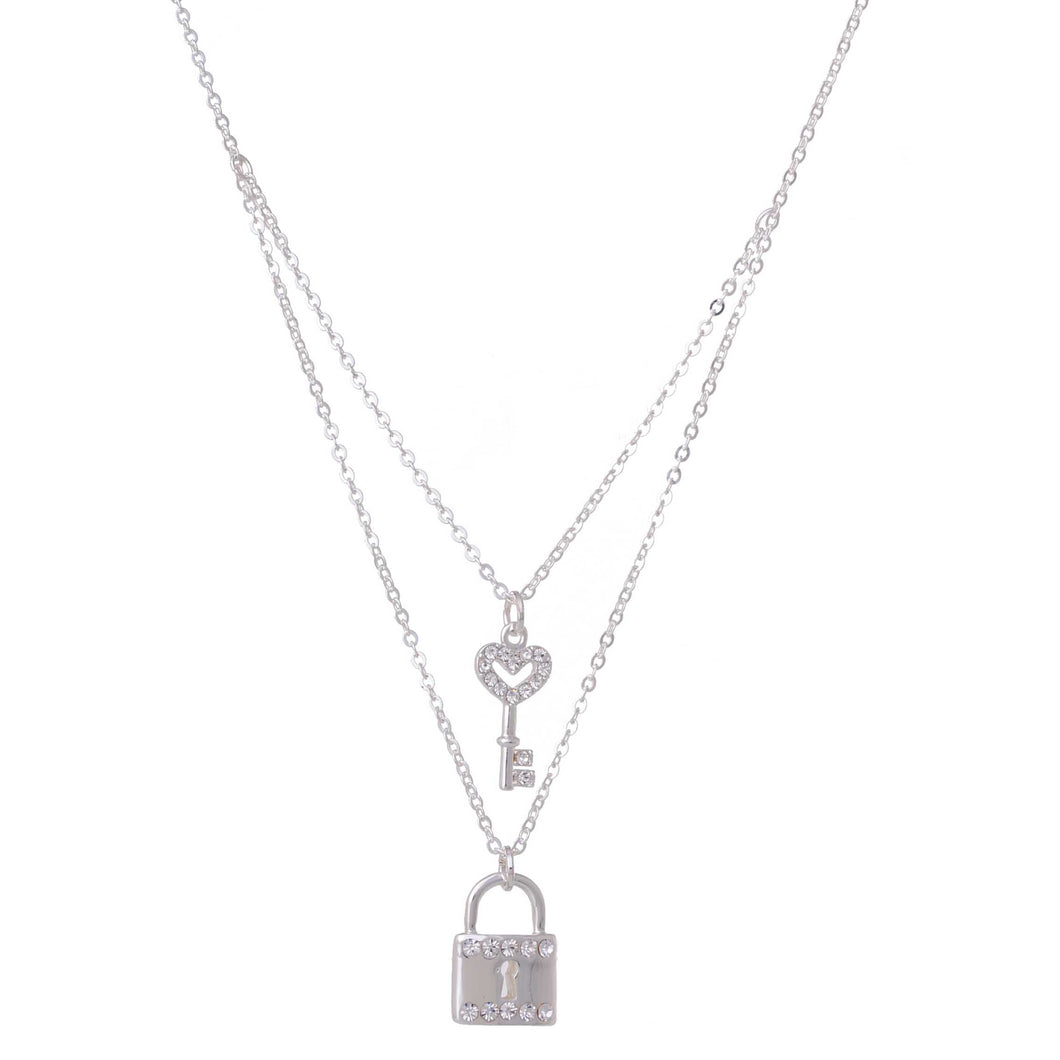 EQUILIBRIUM LOVE LOCK DOUBLE NECKLACE - SILVER - Jamjo Online