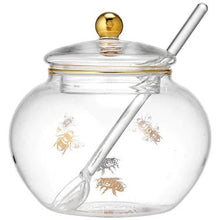 Load image into Gallery viewer, HONEY BEE GLASS SUGAR BOWL WITH SPOON - Jamjo Online