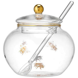 HONEY BEE GLASS SUGAR BOWL WITH SPOON - Jamjo Online