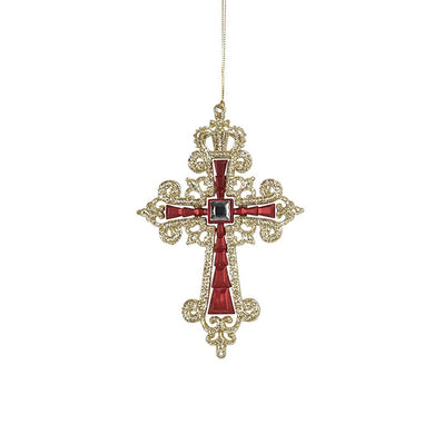 RED GOLD CROSS WITH SQUARE DIAMANTE - Jamjo Online