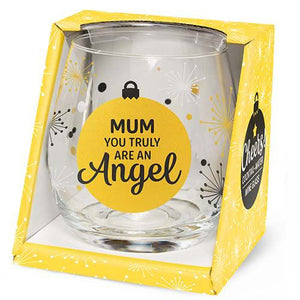 MUM YOU ARE TRULY AN ANGEL! - XMAS STEMLESS WINE GLASS - Jamjo Online