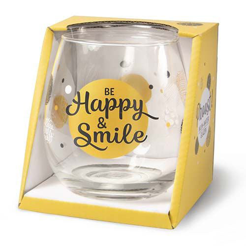 BE HAPPY AND SMILE - CHEERS STEMLESS WINE GLASS - Jamjo Online