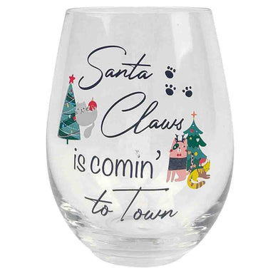 SANTA PAWS IS COMING TO TOWN WINE GLASS - Jamjo Online