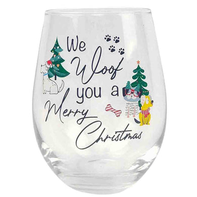 WE WOOF YOU A MERRY CHRISTMAS WINE GLASS - Jamjo Online